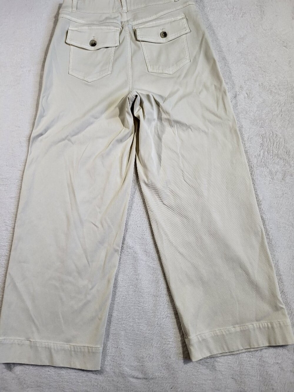 Spanx Stretch Twill Cropped Wide Leg Pants Off White size large - Picture 13 of 13